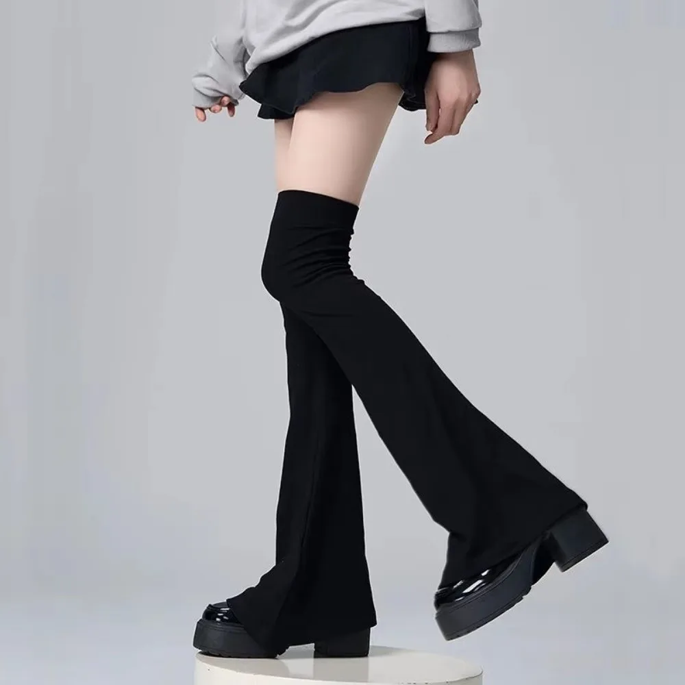 Modische Y2K-Beinstrümpfe, schlankmachende, elastische Kniestrümpfe, hornförmige Bündchen über dem Knie, Herbst und Winter