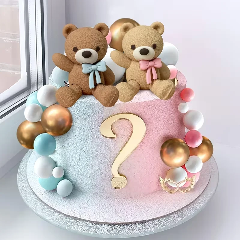 22pcs Gender Reveal Cake Toppers Teddy Bear Ball Cake Decoration Gender Reveal Kids Birthday Party Decor Supplies Baby Shower - view 4