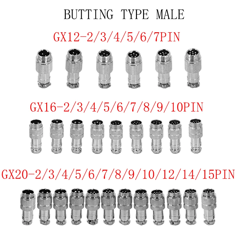 GX12 GX16 GX20 Aviation Circular Socket 2/3/4/5/6/7/8/9/10/12/14/15Pin Butting Type Male or Female Docking Wire Plug Socket