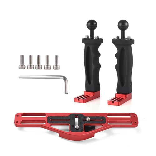 Plataforma de buceo para cámara de doble mango, bandeja subacuática impermeable de mano, soporte de carcasa estabilizador para GoPro, Canon, Sony, Nikon, DSLR