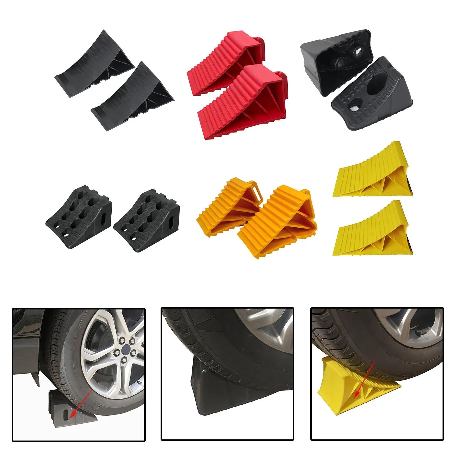 

2Pcs Wheel Chocks Easy Removal PP Wheel Chocks for RV Auto Car