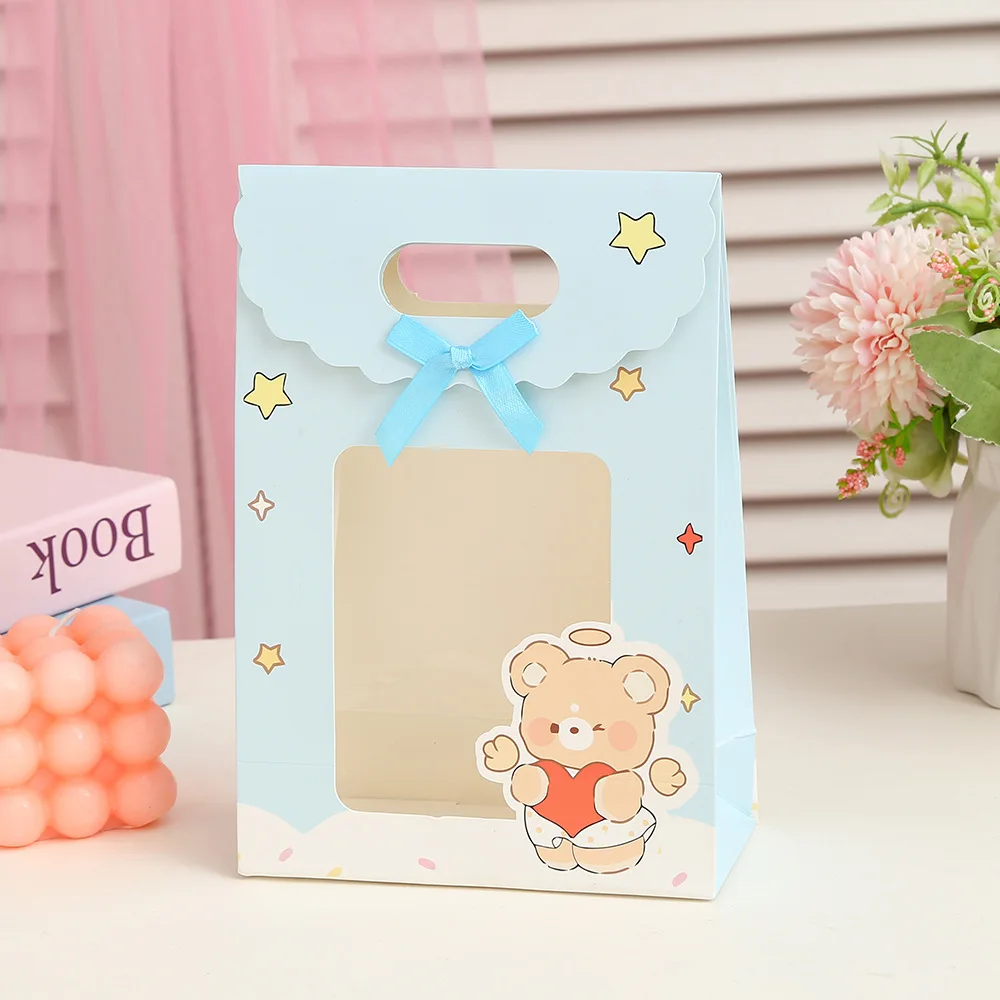 StoBag, Cute Cartoon Bear Gift Transparent Bags, for birthday, party, wedding, children\'s day, Pack candy cookies toys, 12/30pcs