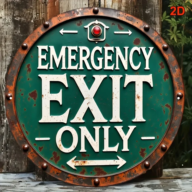 Vintage Industrial Metal Emergency Exit Sign 8