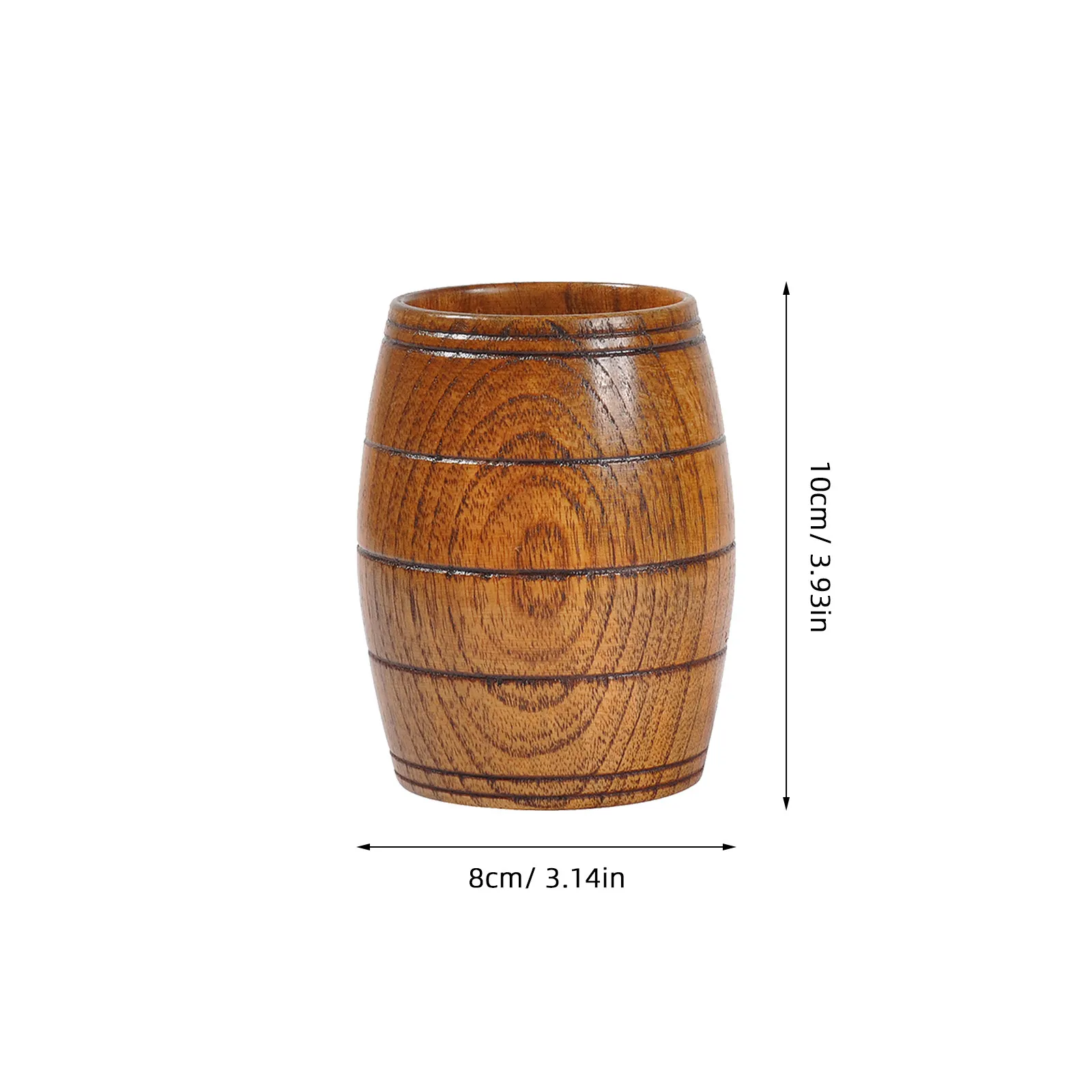 Natural Wood Beer Barrel Shaped Cup 175Ml Rustic Wooden Mug for Coffee Tea Water Beverages Home Office Restaurant Bar Decor