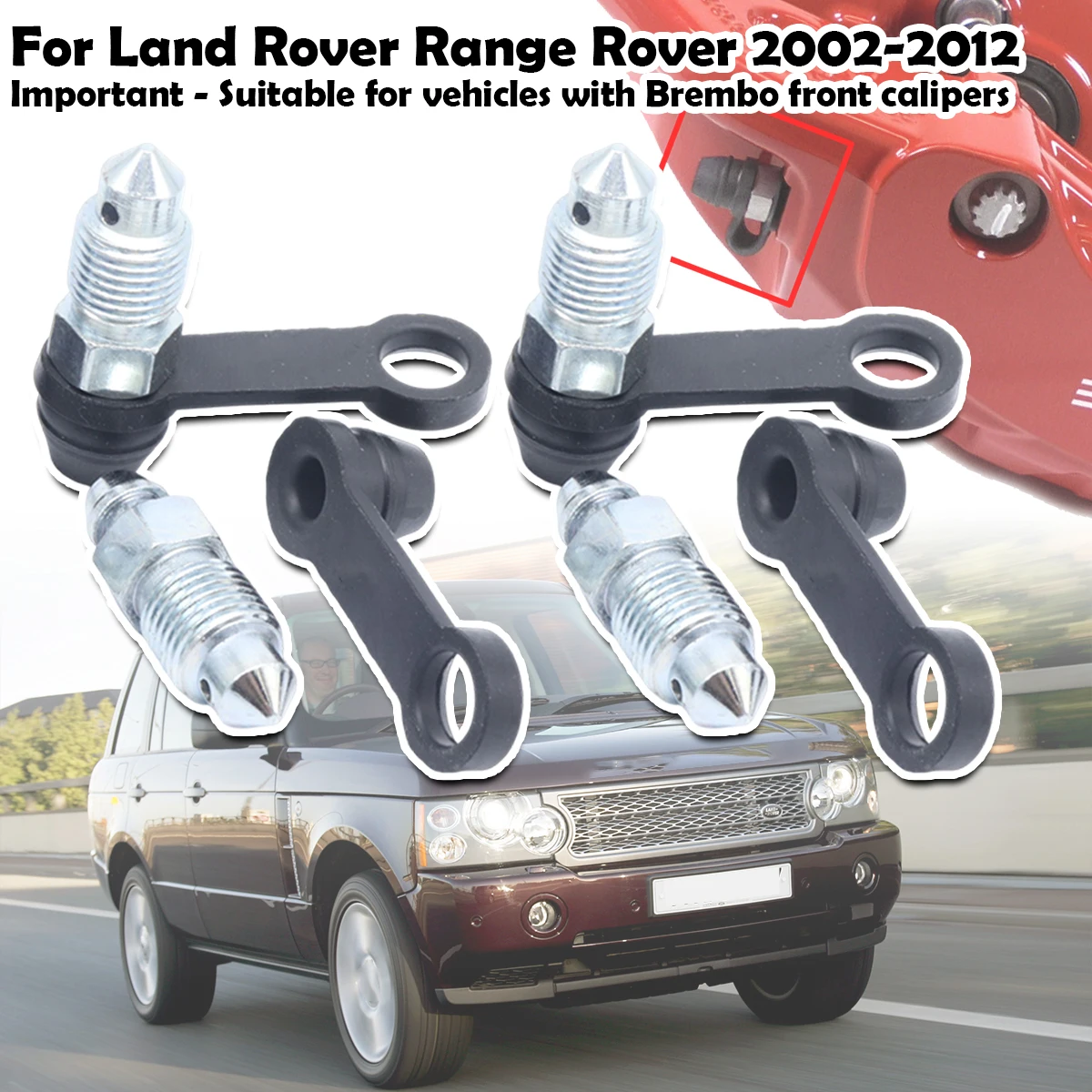 

Front Bleeder Valves and Rubber Dust Cap Left Right Caliper Bleed Nipple Screw Repair Kit For Land Rover Range Rover 2002 - 2012