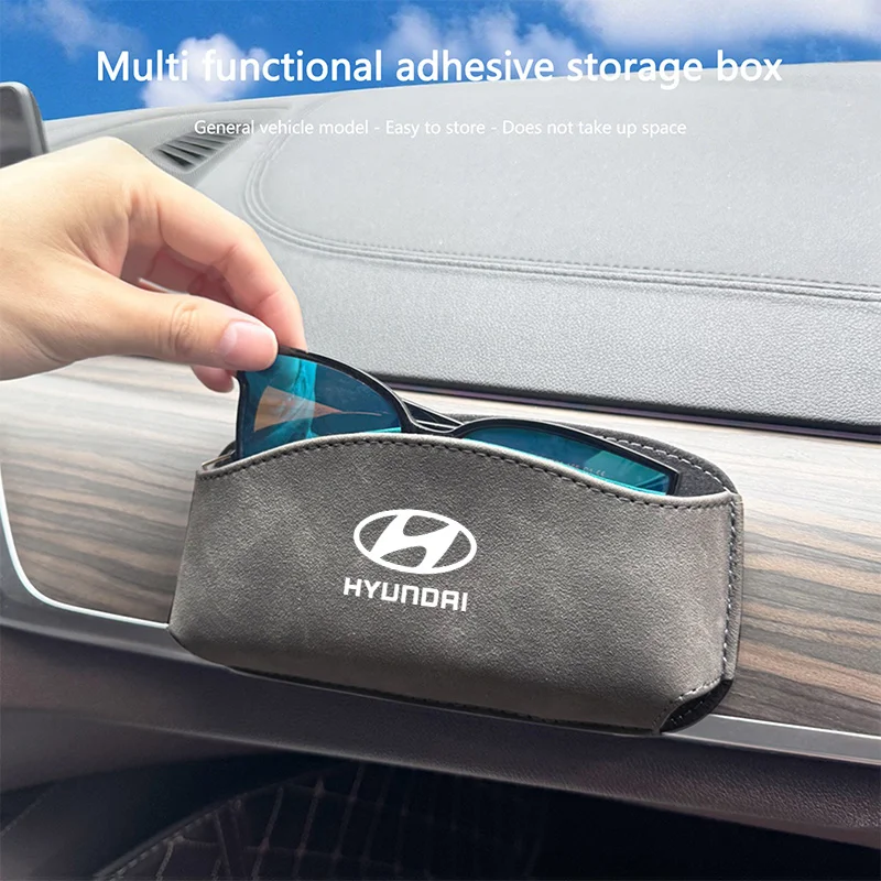 

Car Logo Eyeglasses Organizer Box Multi-Functional Storage Bag Mobile Phone Bag For Hyundai Tucson Solaris I30 Ix35 I40 I20 I10