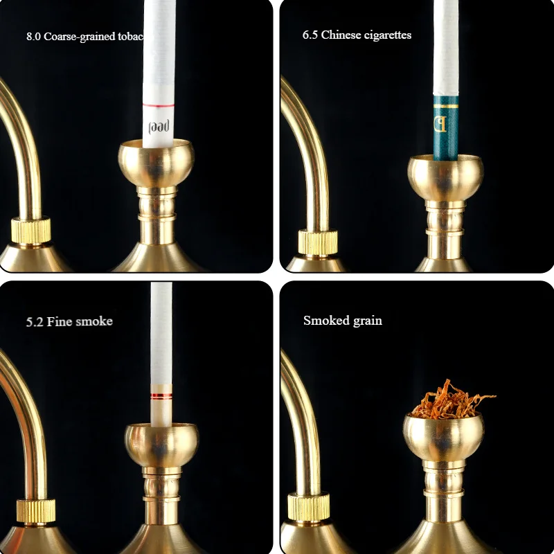 Dual Chamber 4-in-1 Portable Water Pipe Filter Detachable Easy Clean Copper Smoking Hookah Tube for Tobacco Vape Filtering view 6