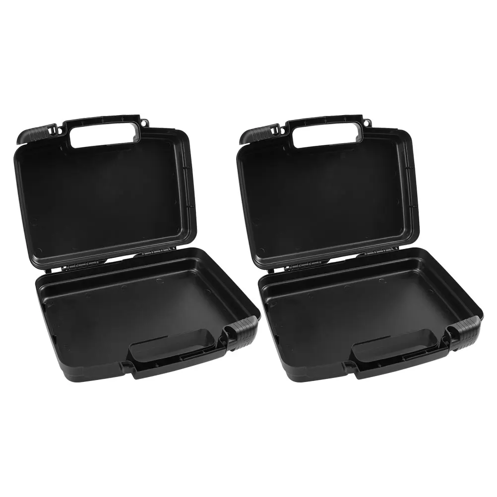 

2pcs Small Plastic Tool Box Durable Portable Multifunctional Storage Organizer Secure Locking For Hardware Socket Camera Empty