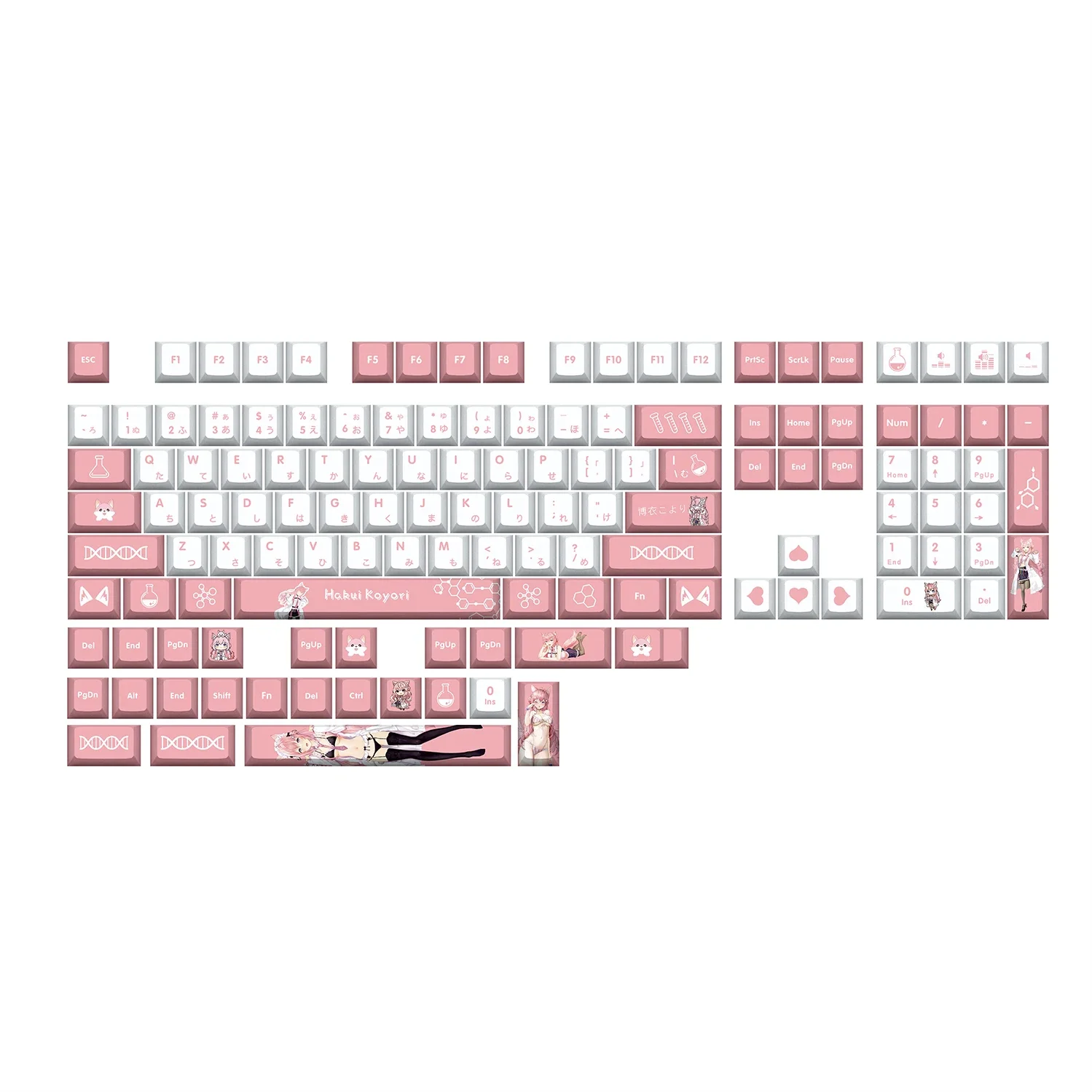 Imagem -03 - Vtuber Hololive Keycaps Anime Hakui Koyori Capa Keycap Pbt Sublimação de Tintura Cereja mx Cross Switch Teclado Mecânico