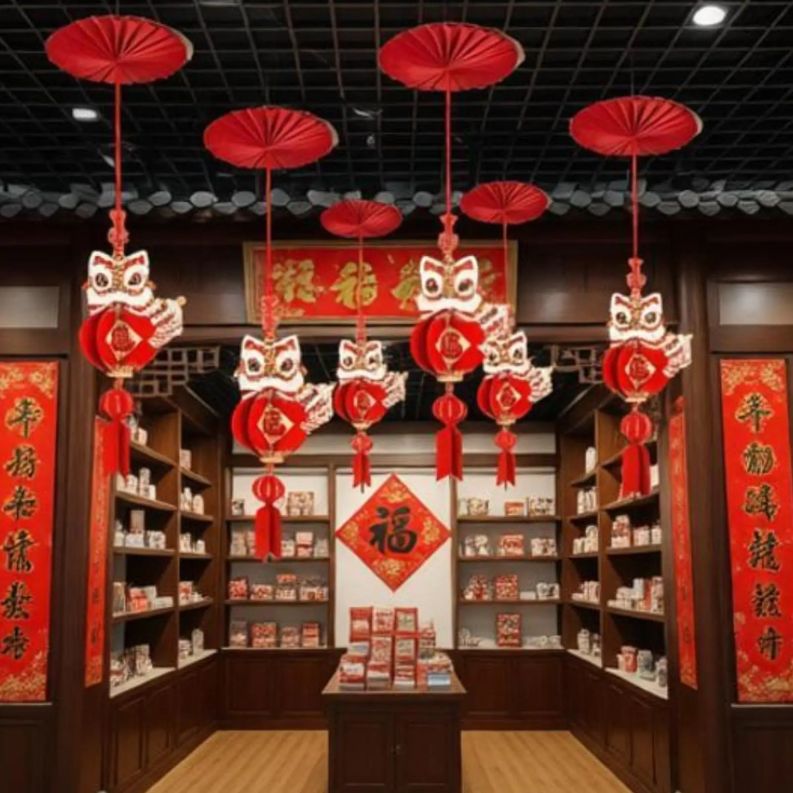 Red New Year Ceiling Tassel Pendant Paper Hanging Decoration Ornament for Chinese New Year 2026 Festival