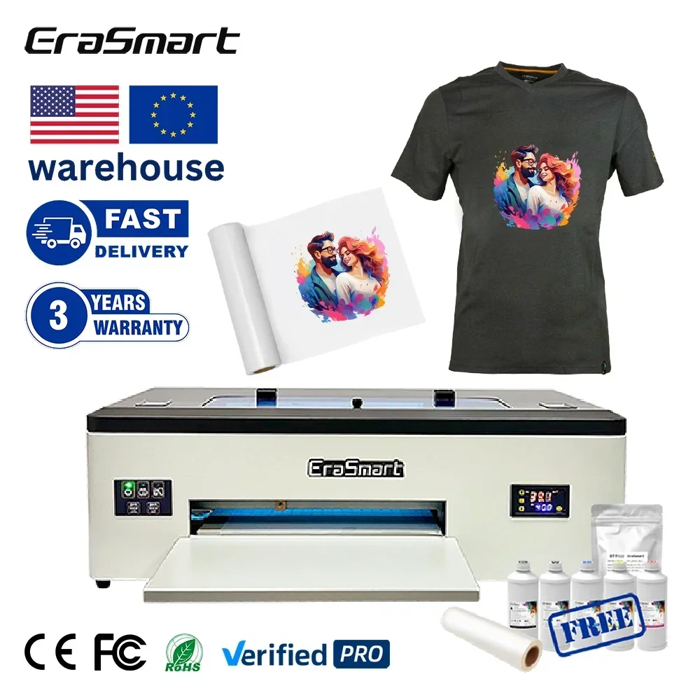 Hot Selling Erasmart Roll to Roll A3 DTF Printer with Powder Machine For T-Shirt Printing