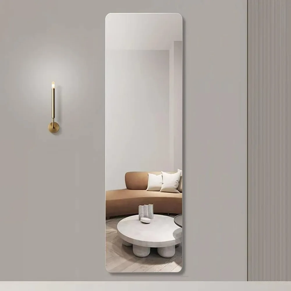 

Wall mounted full-length mirror 18 inches x 57 inches large floor mirror glass panel rectangular frameless mirror