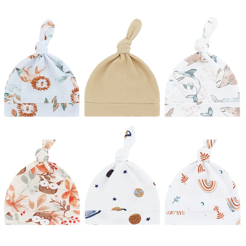 

3PCS/Set Newborn Fetal Hat Cute Print Baby Pullover Cap Soft Comfortable Infants Beanies 0-6Month Boys Girls Kids Turban Hats
