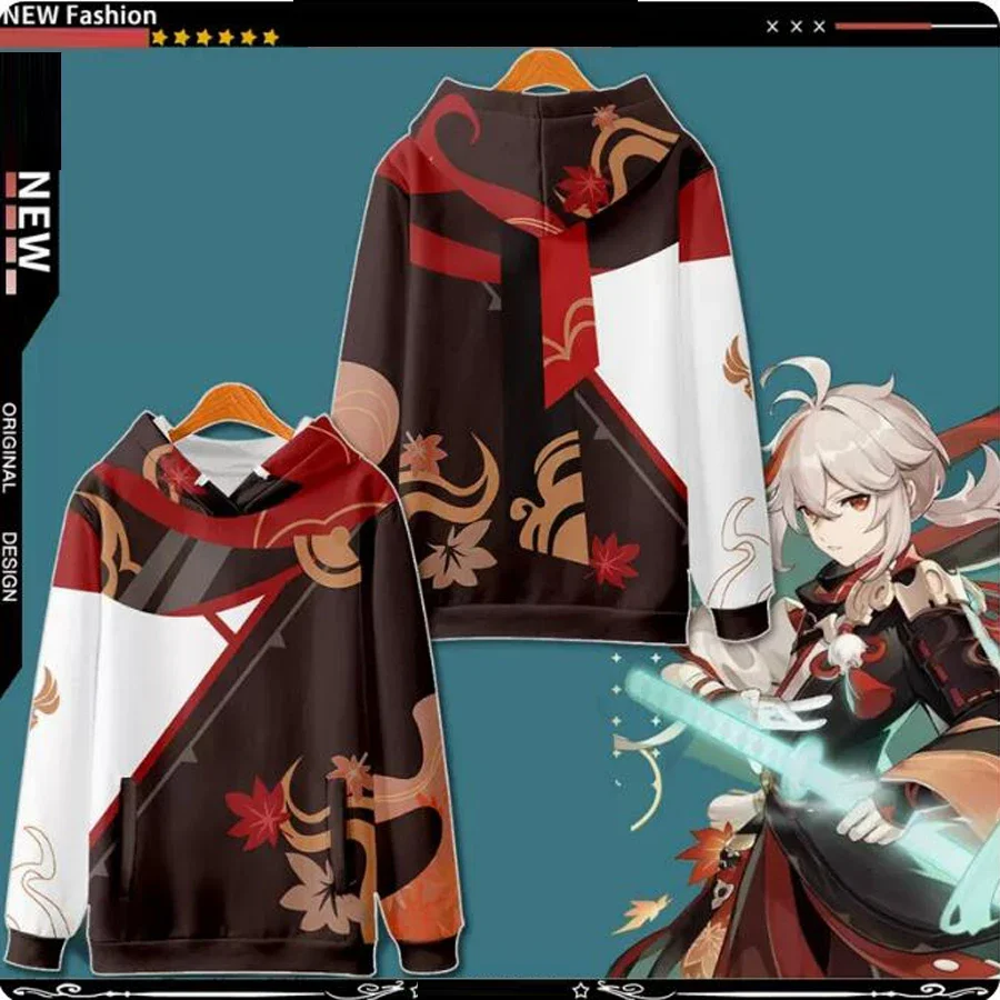 Costume de Cosplay Genshin Impact Kaedehara Kazuha pour femmes/hommes, sweat-shirt à capuche imprimé en 3D, survêtement décontracté, vêtements d'extérieur