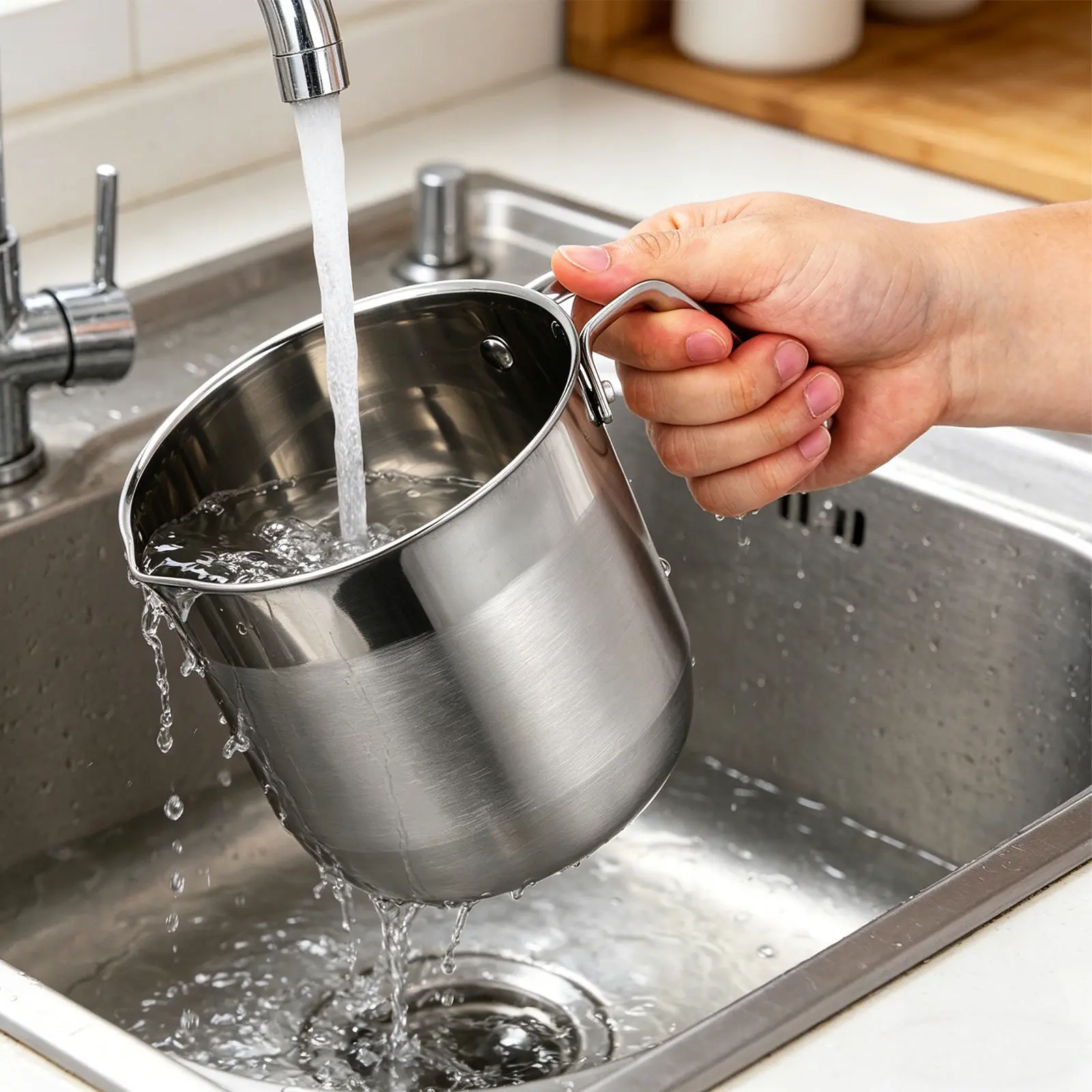 

Stainless Steel Egg Yolk Separator with Large Capacity Deep Splash Proof Bucket V Shaped Drainage Port for Fast Egg White