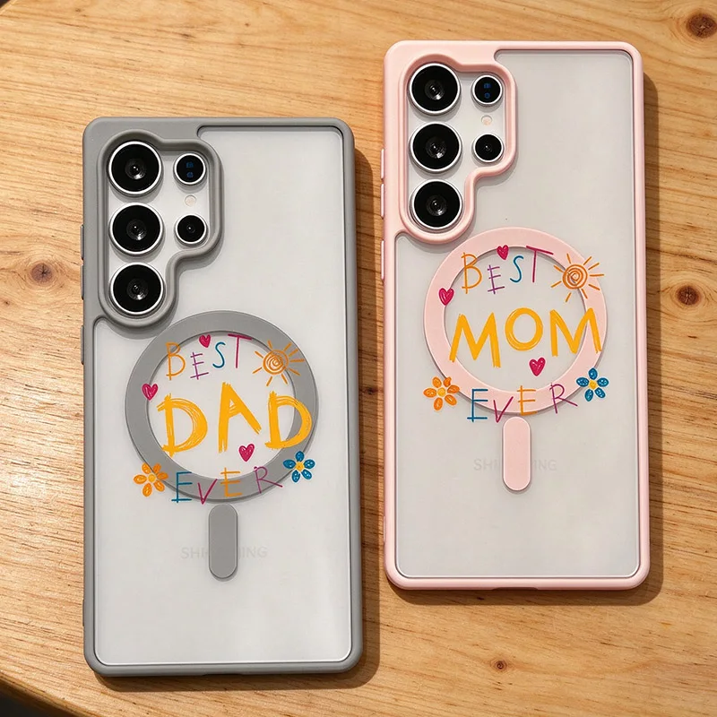 Best Mom Dad Magnetic Phone Case For Samsung Galaxy S26 Ultra S25 Plus S24 FE S23 S22 A17 A57 A16 A15 A37 A56 A35 A26 Case