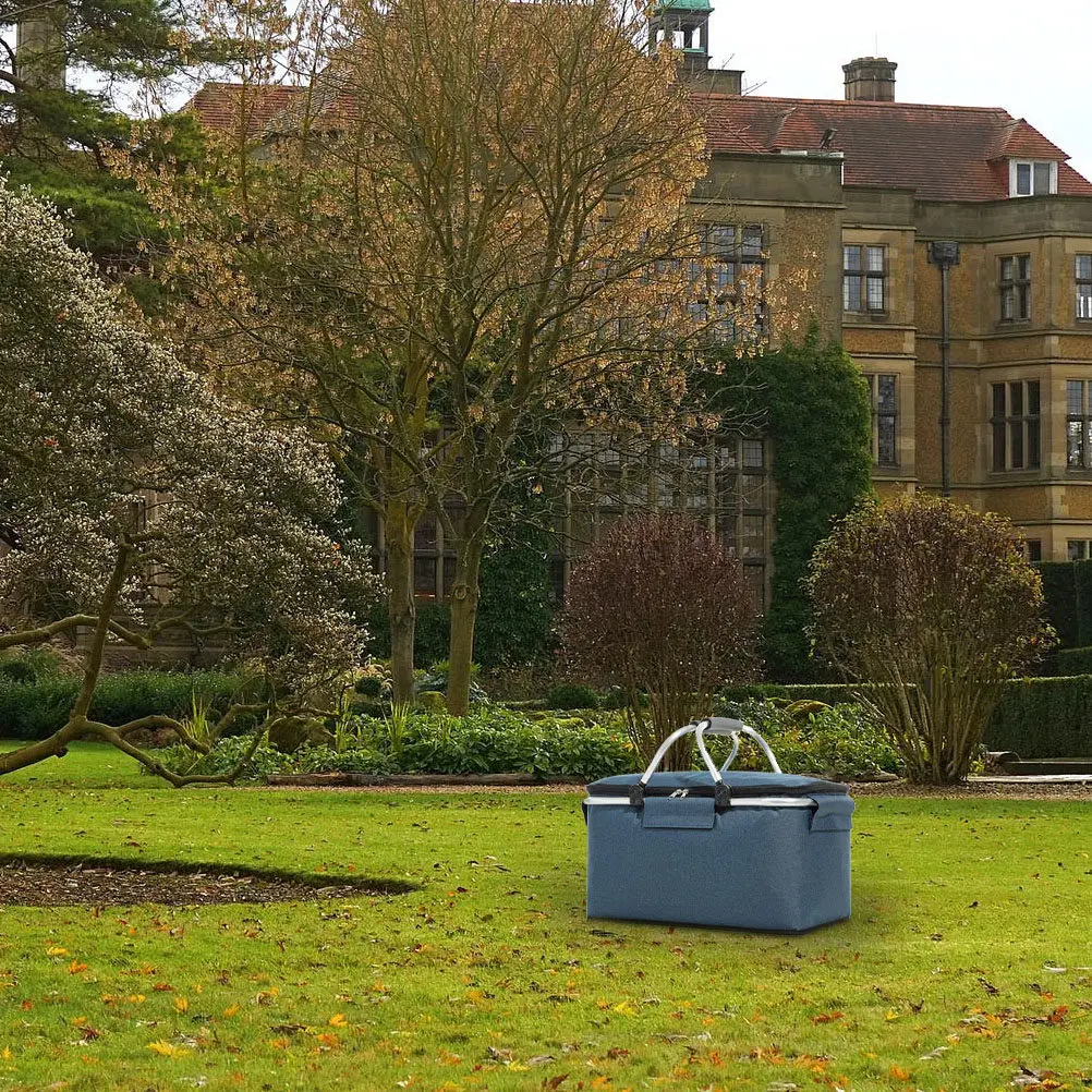 

1 шт. Изолированная корзина для пикника, складная легкая сумка-холодильник с алюминиевой рамой, портативная ручка, большая вместимость, сохранение тепла