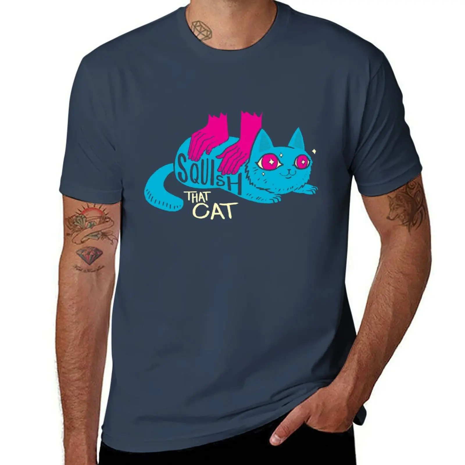

Squish that Cat! T-Shirt baggy shirts for a boy summer tops big and tall t shirts for men