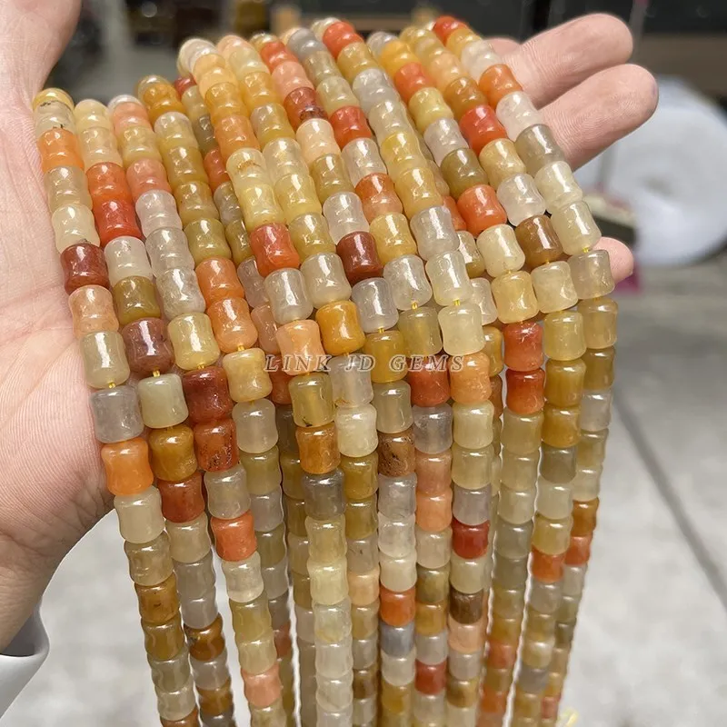 Natural Golden Silk Jade Bamboo Shape Joint Bead 8*10mm Colorful Loose Spacer Bead For Jewelry Making Diy Bracelet Accessories