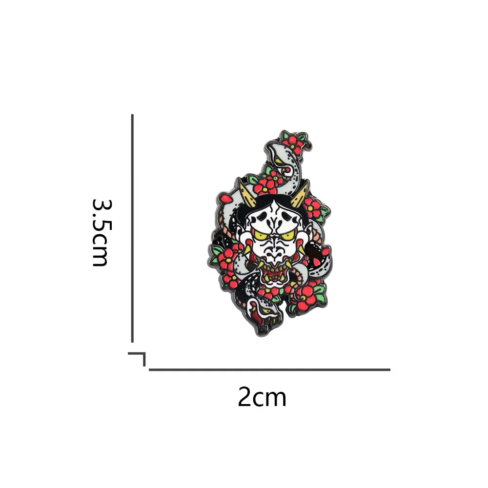 Yakuza Goro Majima Tattoo Enamel Pin Snake Flower Hannya Ghost Mask Badge Creepy Jewelry Backpack Decorative