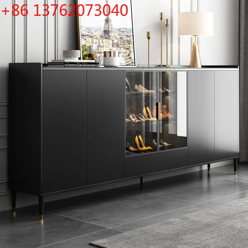 Entry entrance Light luxury minimalist solid wood integrated household storage foyer partition decorative cabinet