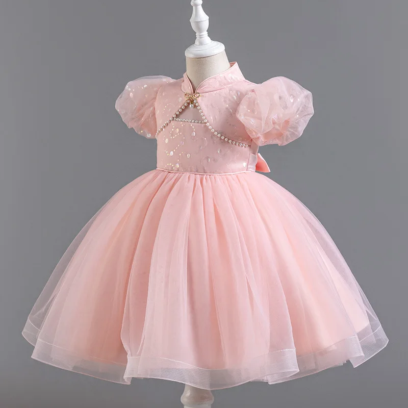 Fashion Party Dress for Kids Girl Lace Mesh Shorts Sleeve Evening Dresses Summer Children Girls Party Dress 3-12 Years