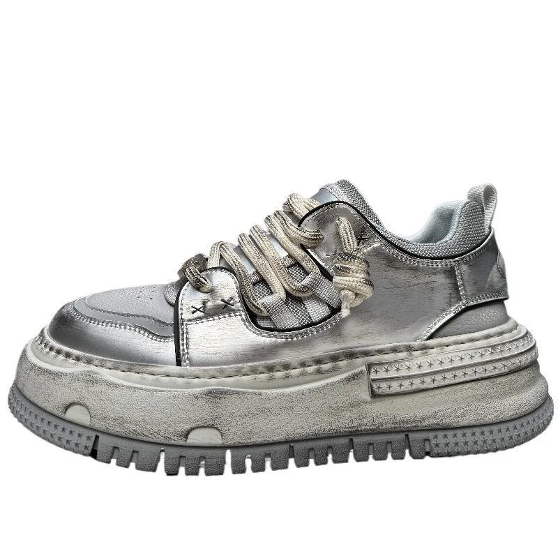 

European/American Retro Original Design Board Shoes for Men's Genuine Leather Comfortable Thick Bottom Height Increasing Shoes