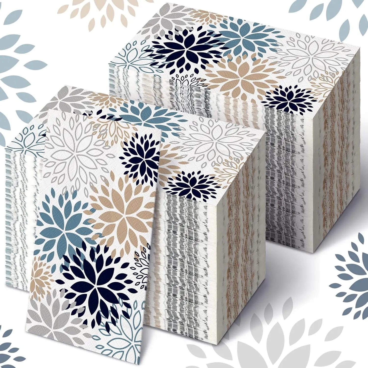 

200 шт. цветочных полотенец для рук, 2-слойные, с дизайном «Георгины», для ванной комнаты, свадеб, вечеринок в честь рождения ребенка