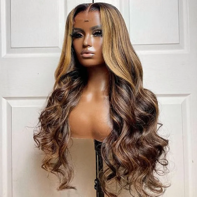 InjBase Jewish Human with BabyHair HDLace, Pre-Plucked Glueless Body Wave, Highlight Blonde, European Hair, 180Density, 5x5, 26"