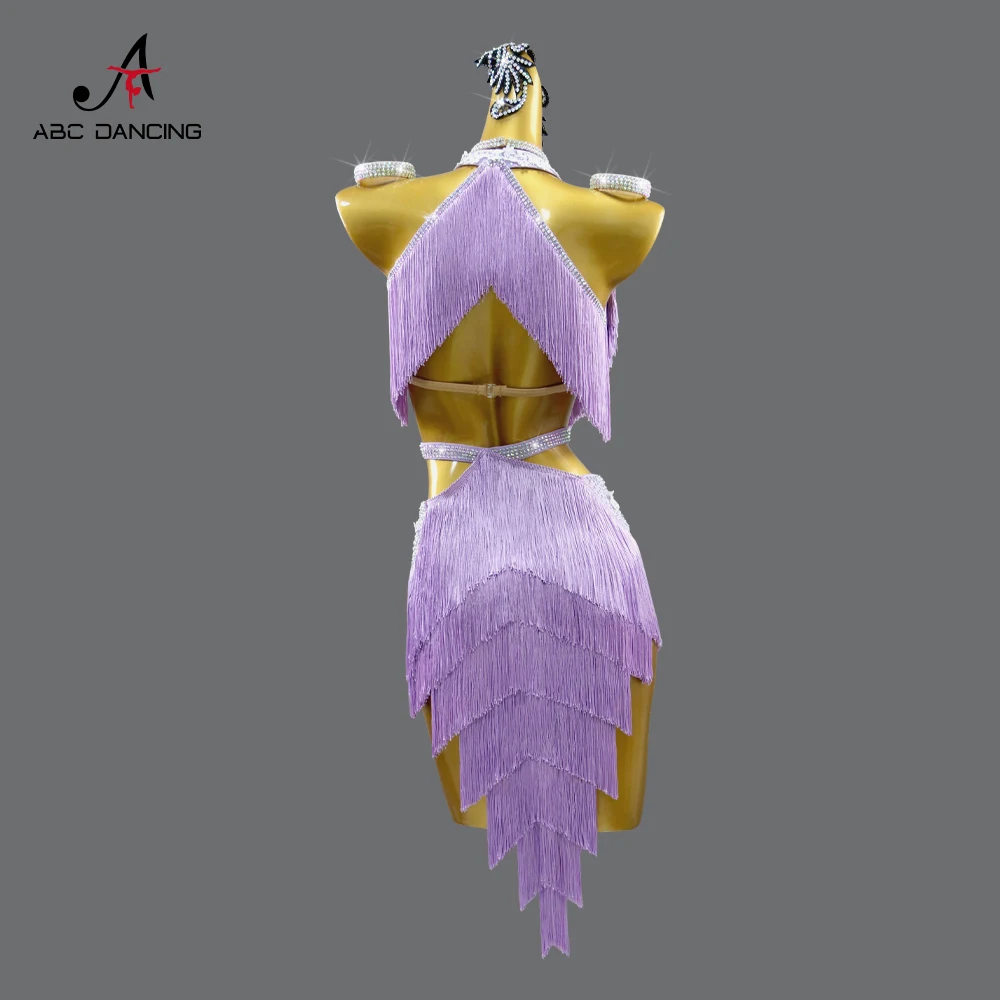 ラテンダンスドレスダンスウェアスカートレディーススーツ競技衣装新 2025 エレガントなラインストーン子供服パーティーガールズミディウエディング