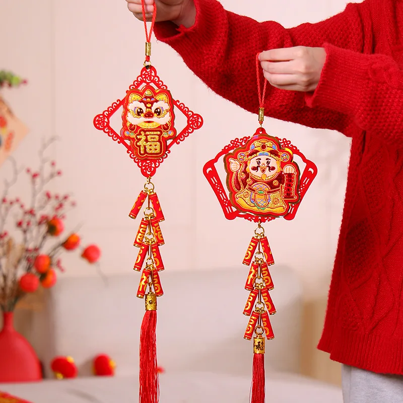 Pendurado nós vermelhos decorações de ano novo chinês 2025 cobra decoração chinesa com borla tradicional frete grátis ornamentos fu