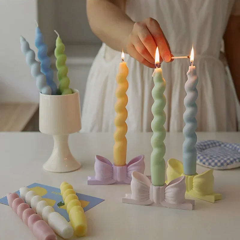 

Ins Style Spiral Long Rod Candle Scented Candle Aromatherapy Soy Wax Candles Wedding Birthday Candle Party Home Decoration