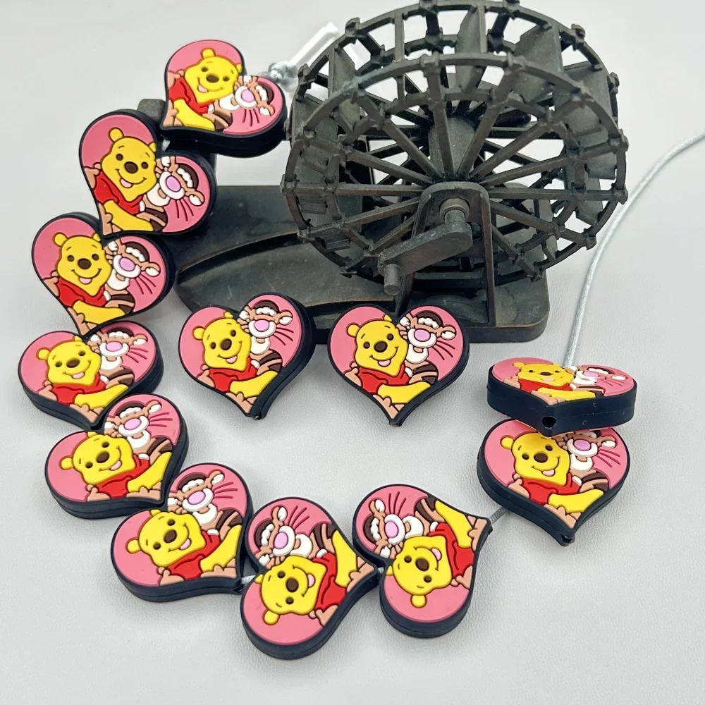 10PC DIY การ์ตูนยอดนิยมซิลิโคนลูกปัดจุกนมลูกปัดปากกาเครื่องประดับลูกปัดโฟกัสซิลิคอนเกรดอาหารสําหรับของเล่นเด็ก