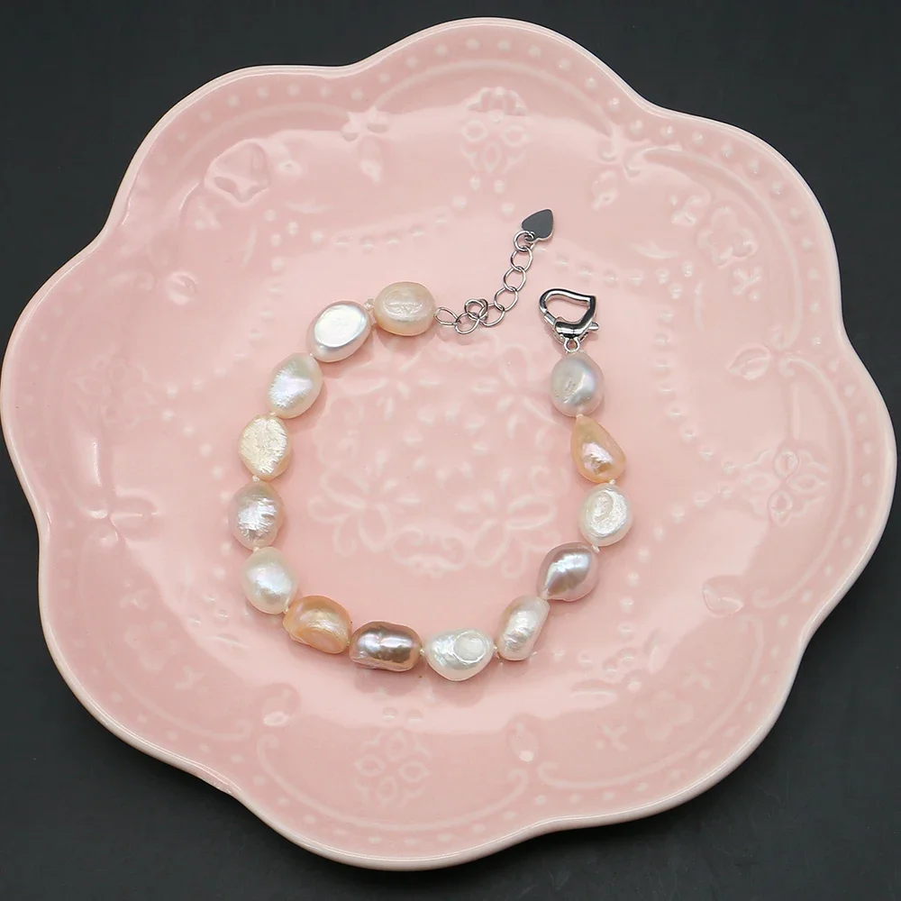 Exquisite Mixed-color Natural Freshwater Baroque Colorful Irregular Pearl Bracelet with Extender Chain Jewelry Party Gifts