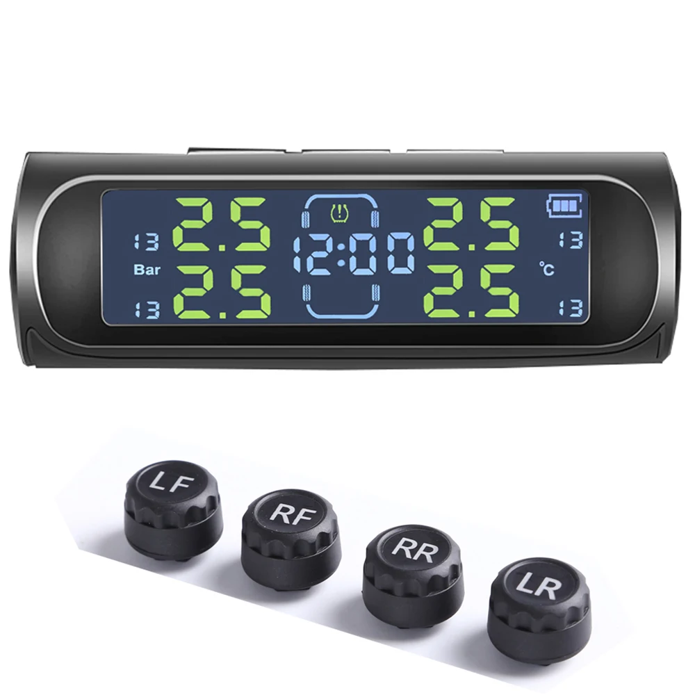 Tire Pressure Digital LCD Display Universal Smart Car TPMS Warning System Version Sensors USB Charging Car Tyre Pressure Monitor
