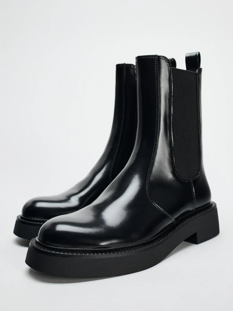 

Женские ботинки челси Bla с oved Thi Heel Sle ort Boots Briti Sle Водонепроницаемая платформа Теплая зима ...