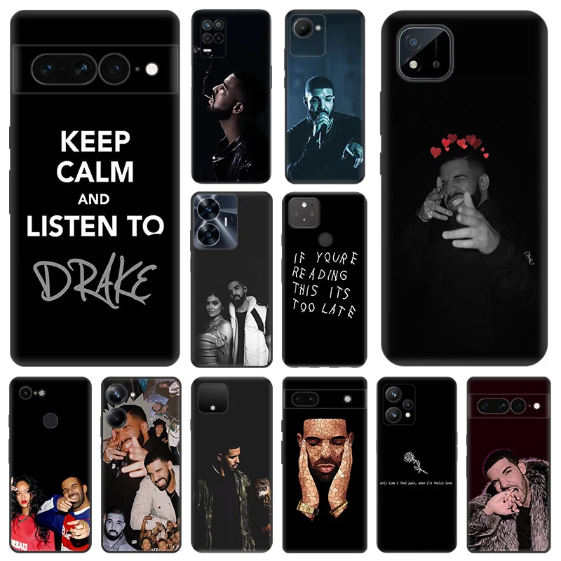 Matte Phone Case for Pixel 8 8a 7 7a 6 6a Moto Edge 20 30 40 Pro OneFusion G200 Drake Soft Black Cover