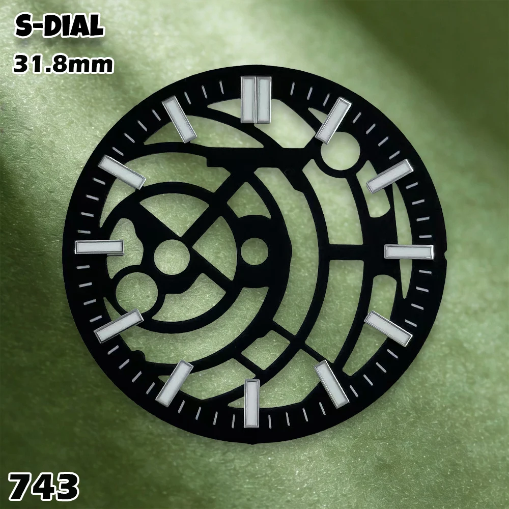 NH 31.8mm S Logo NH70 Hollowed Out Dial Green Luminous Dial suitable for NH70 Movement Exquisite Watch Modification Accessories view 2