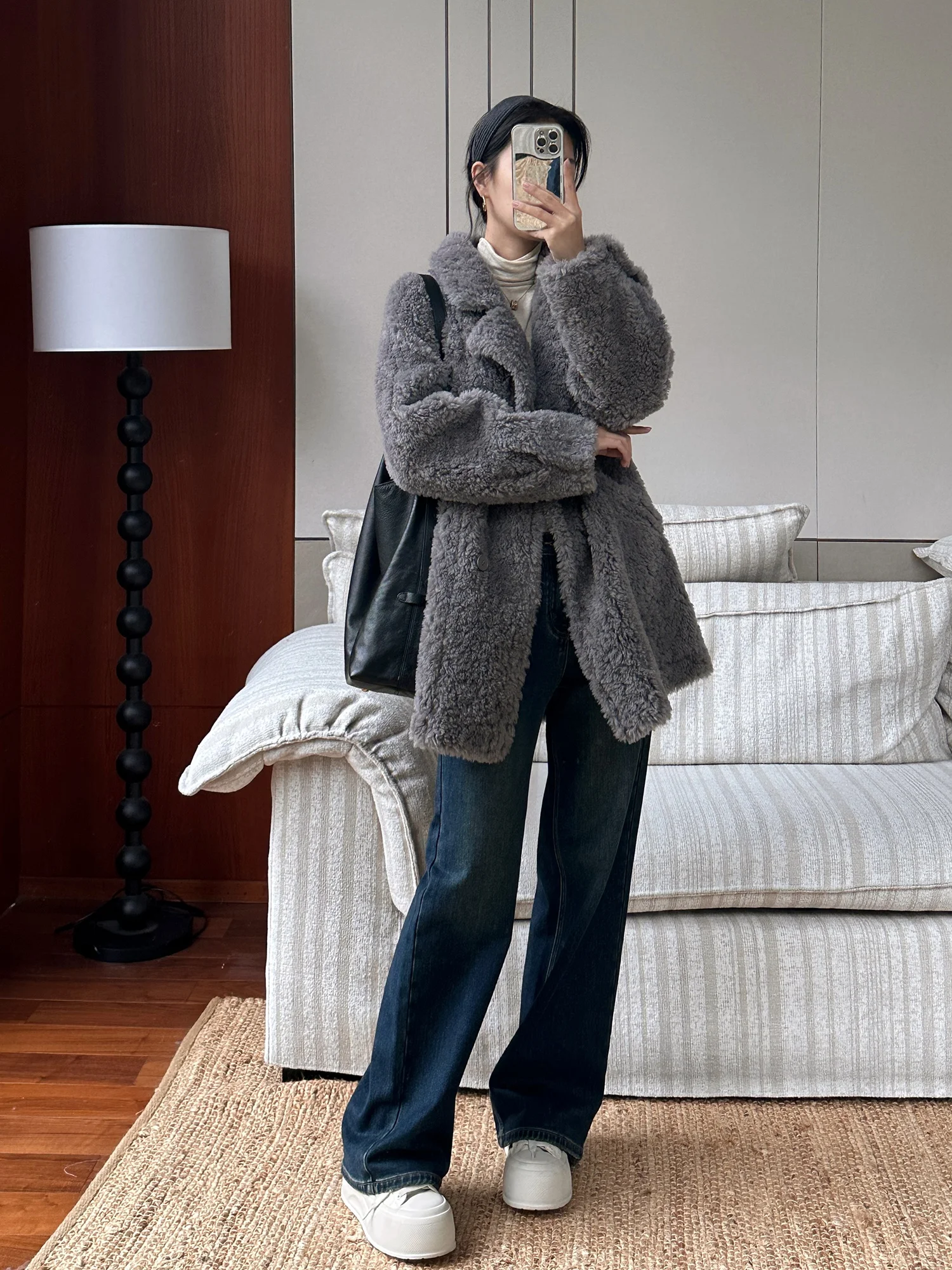 

Серия Teddy Bear Me【B】Пальто из длинноворсовой шерсти Winnie, 100% мериносовая шерсть, женская верхняя одежда MESA429, теплая и стильная.