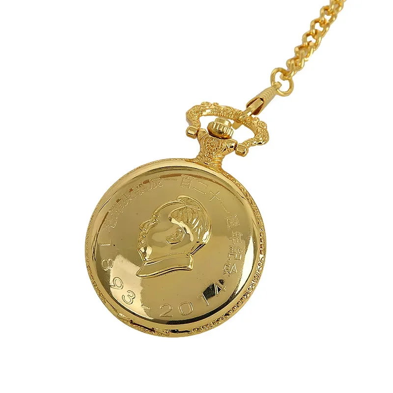 Unique Exquisite Gold Mao Zedong Chairman Mao Roman Dial Flip Women Men Collection Of China Pocket Watches