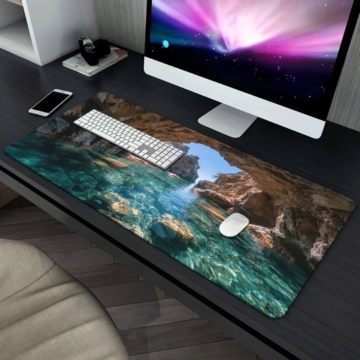 1PC XXL Large Underwater Ocean Cave Theme Mouse Pad Desk Mat Non Slip Rubber Base For Office PC Computer