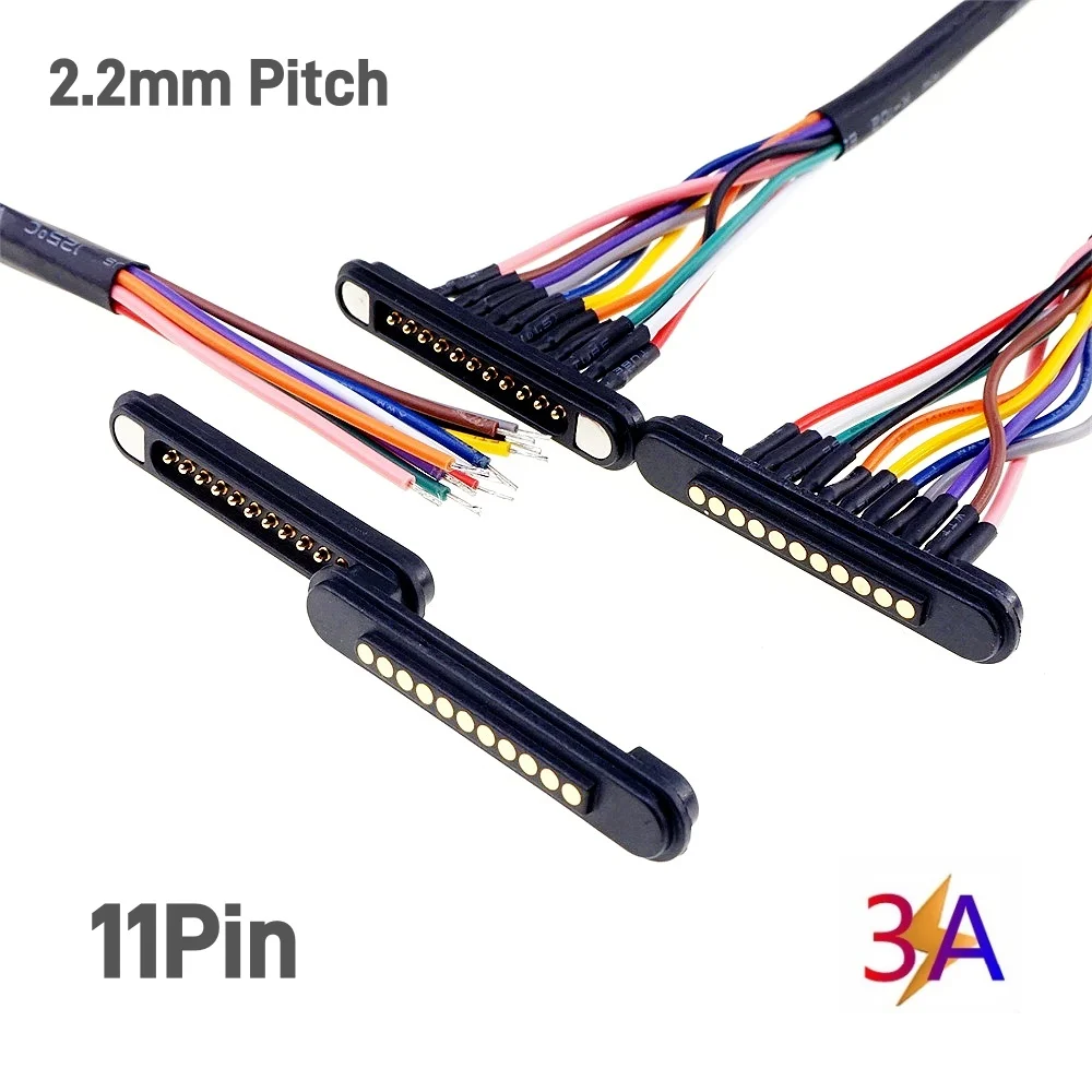 Magnetischer federbelasteter Stecker 11 Pins Pogopin männlich weiblich Lötdraht 2,2 mm Gitter Durchgangsloch 3A 12 V DC Pogo Pin wasserdicht – Detail 1