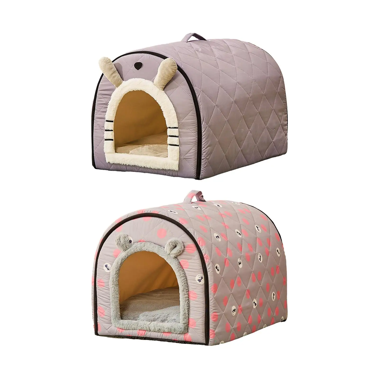 Portable Dog House Removable Cushion Foldable Soft Kennel Bed for Floor Small and Medium Sized Dog Indoor Cats Winter Outdoor