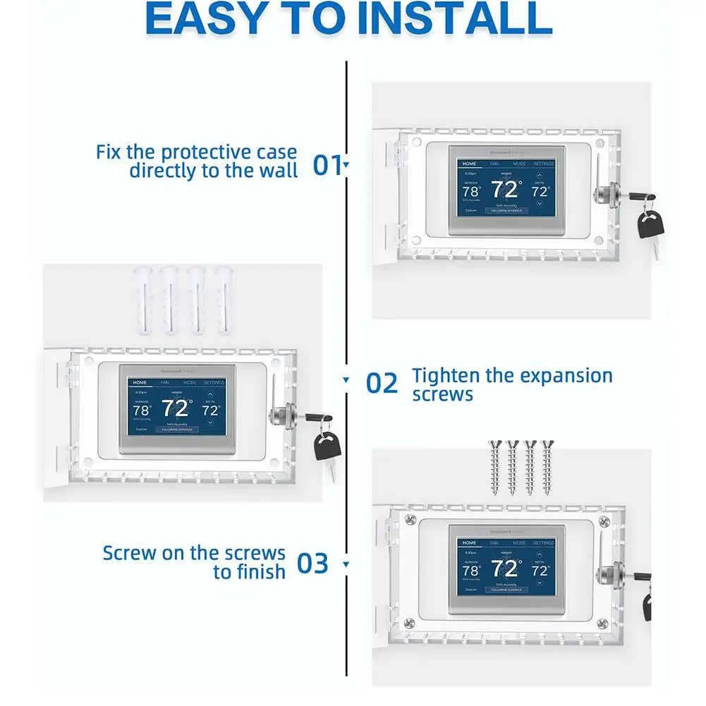 Thermostat Cover Universal Large Thermostat Case Combination Lock Wall Mounted Acrylic Guards For Restaurants Schools AC Panel