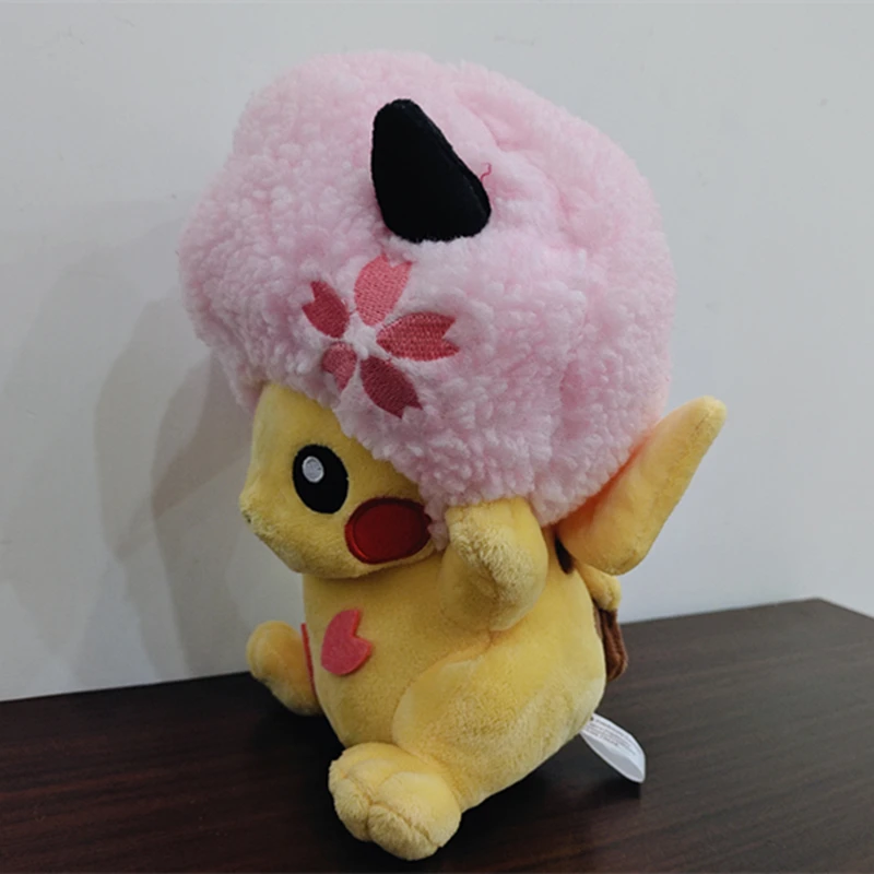 Novo pikachu sakura bonito pokemon brinquedos de pelúcia sentado boneca animação travesseiro macio em torno das crianças presentes