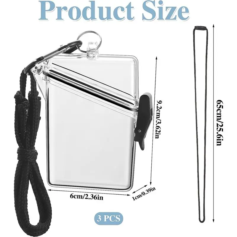 【CYBER MONDAY】3 Pack Waterproof Id Card Badge Holder Case with Lanyard,Clear Waterproof Card Holder Lanyards for Id Badges and K