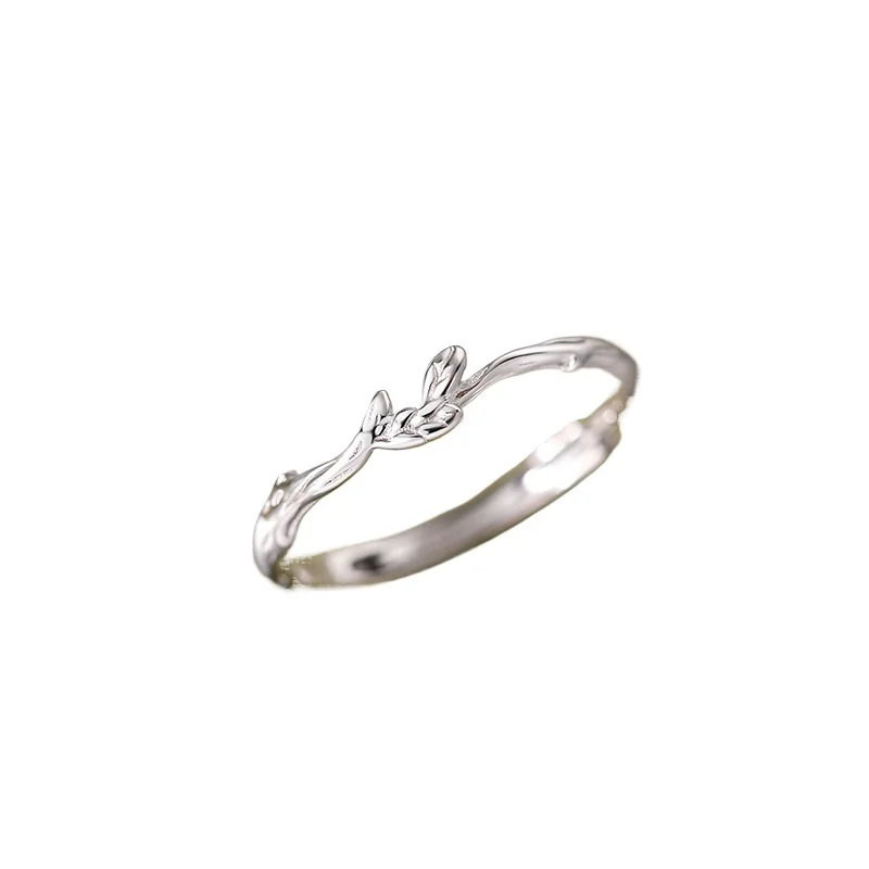 

999 sterling silver chain branch ring, women's open ring index finger ring, light luxury and premium.