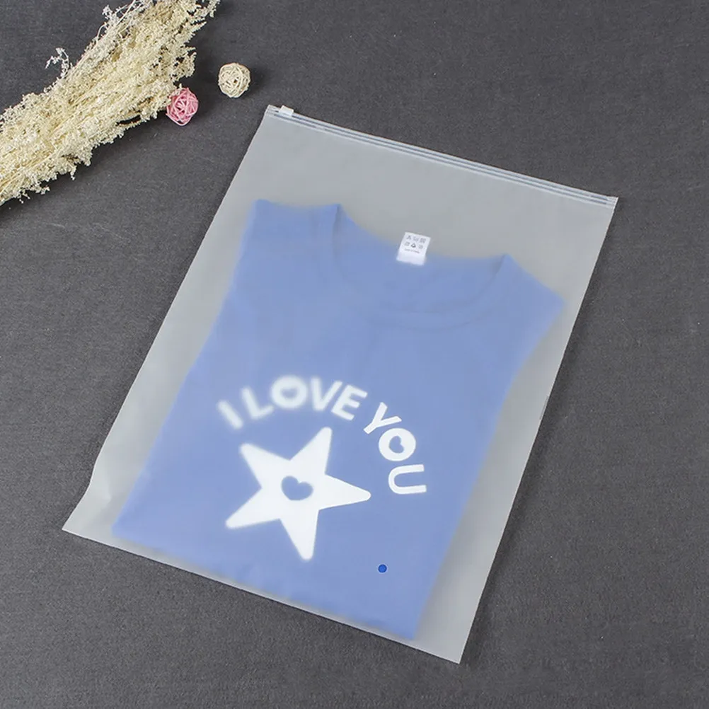 50Pcs Matte Plastic Clothes Storage Bags Pe Material Self Adhesive Seal Reusable Clothes Bags Breathable Protection 25x35cm