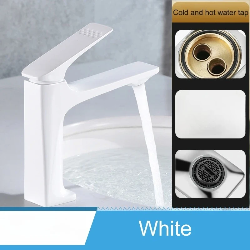 

Shinesia Bathroom Sink Faucet Brass Single Handle Deck Mounted Wash Basin Water Tap Hot And Cold Mixer