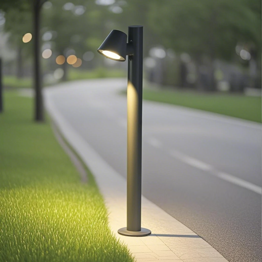 屋外-7-ワット-led-芝生ランプ現代アルミ柱ガーデンパス広場風景グレー芝生ライト外装飾照明防水